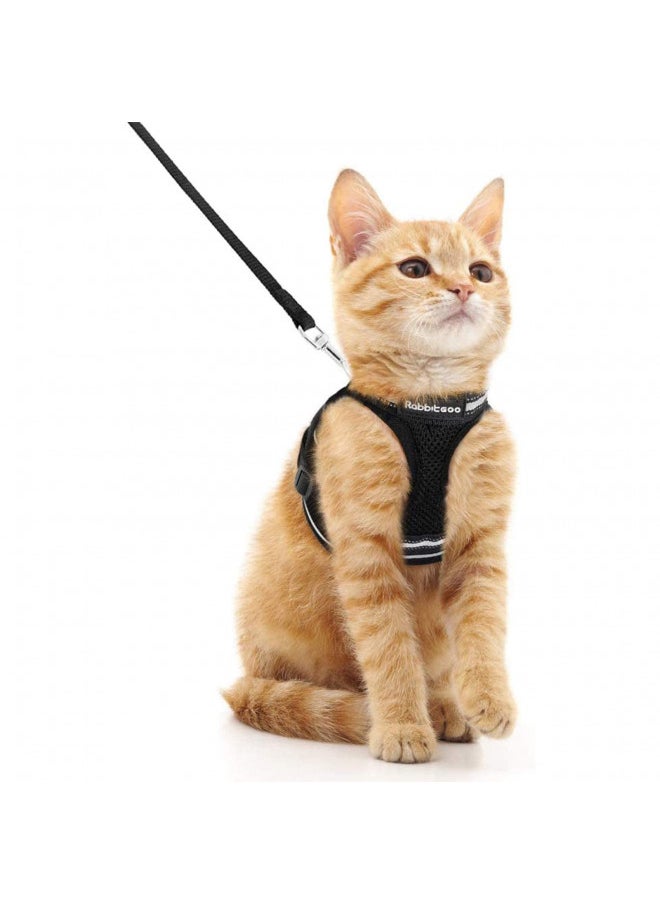 rabbitgoo Cat Harness and Leash Set for Walking Escape Proof, Adjustable Soft Kittens Vest with Reflective Strip for Cats, Comfortable Outdoor Vest, Black, M - pzsku/Z85363688D695EC4B962DZ/45/_/1731077732/c57d14b5-8d9e-4a13-bbb2-d2623a3ef3e8