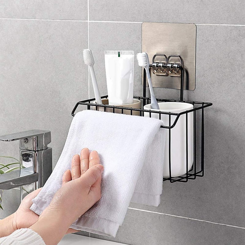 UK Enterprise New Stainless Steel Wall Hanging Bathroom Shower Caddy Basket Shelf for Bathroom Sink Sponge Holder, Shampoo, Conditioner, Liquid and Toothbrush Holder with Kitchen Towel Rack Stand - Image 1