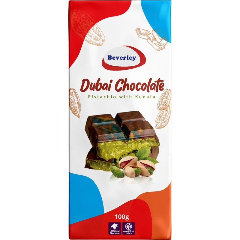 Beverley Dubai Viral Kunafa Milk Chocolate With Pistachio And Kunafa- 100gms