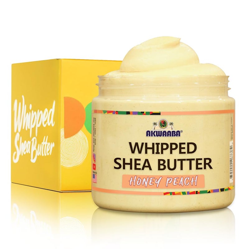 AKWAABA Whipped Shea Butter (Honey Peach) â€“ Nourishes & Moisturizes | Made with Shea Butter | No Dyes & Parabens | 12 oz / 340 g - Image 1
