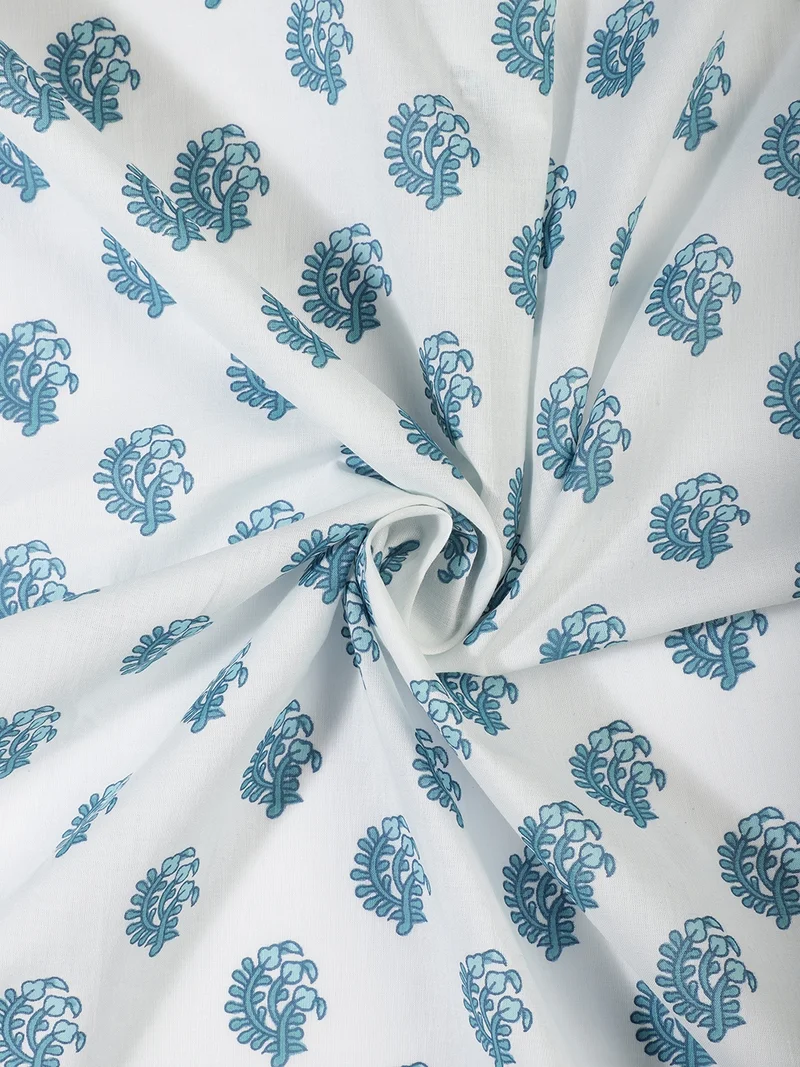 أيه كيه إس Minimalist Blue Buti Print Fabric for Crafting