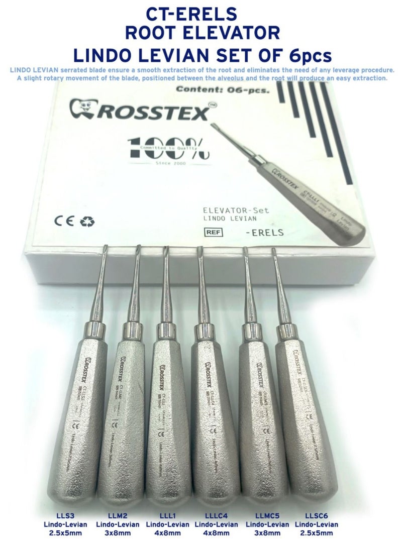 Dental Lindo Levian Root Elevator Set (pack of 6)