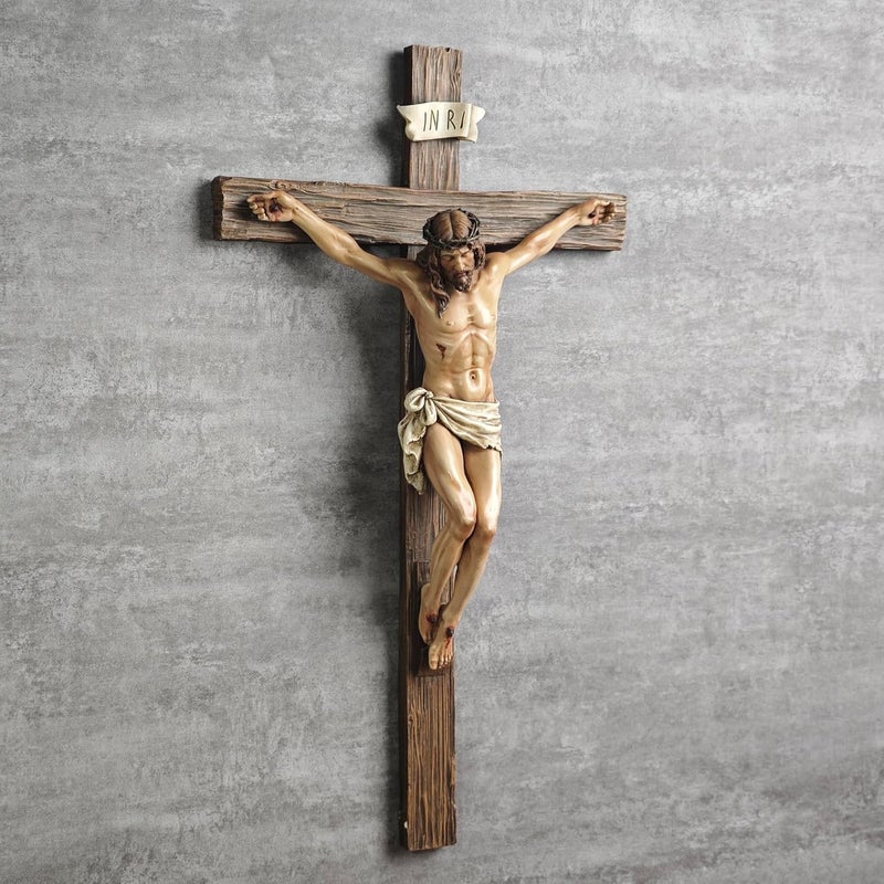 BC BUILDCLASSIC BC Catholic Crucifix Wall Cross, Jesus Christ Inspirtional Home Décor, Devout Gift, 20.75"H, Renaissance Sculpture Handmade by Buildclassic - Image 5
