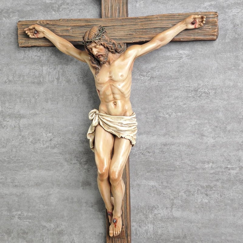 BC BUILDCLASSIC BC Catholic Crucifix Wall Cross, Jesus Christ Inspirtional Home Décor, Devout Gift, 20.75"H, Renaissance Sculpture Handmade by Buildclassic - Image 2
