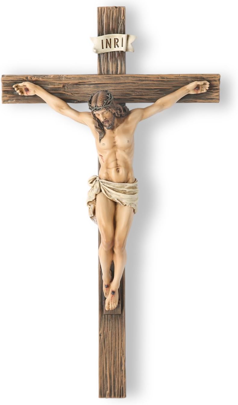 BC BUILDCLASSIC BC Catholic Crucifix Wall Cross, Jesus Christ Inspirtional Home Décor, Devout Gift, 20.75"H, Renaissance Sculpture Handmade by Buildclassic - Image 1