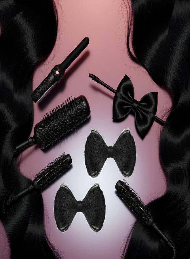 قطعتان من مشابك الشعر المستعار على شكل فيونكة، مشابك شعر صناعية على شكل كعكة، مشابك شعر على شكل فيونكة، مشابك شعر إضافية، مشابك تصفيف شعر مزخرفة للنساء والفتيات، قطع شعر (أسود) - Image 5