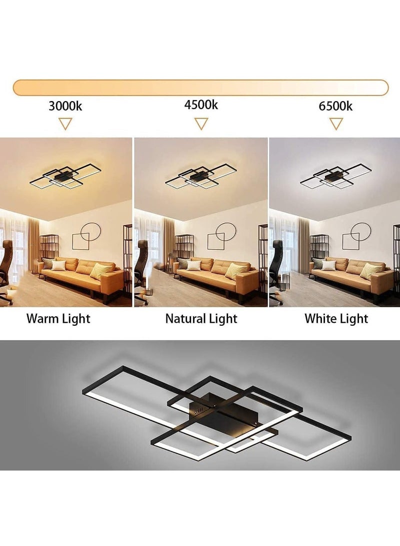 إسكدنيا مصباح سقف قابل للتعتيم، ثريا LED حديثة مع جهاز تحكم عن بعد، مصباح سقف مربع مكون من 3 طبقات بقوة 50 وات - Image 5