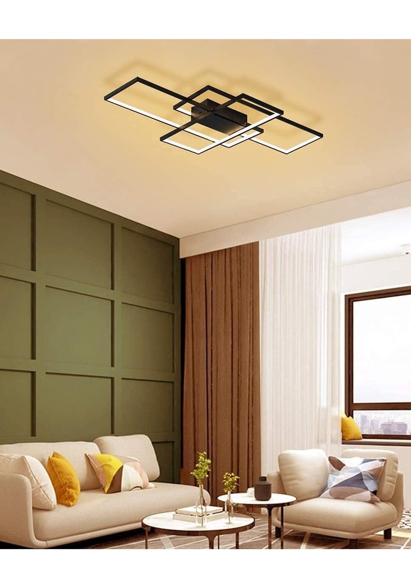 إسكدنيا مصباح سقف قابل للتعتيم، ثريا LED حديثة مع جهاز تحكم عن بعد، مصباح سقف مربع مكون من 3 طبقات بقوة 50 وات - Image 3
