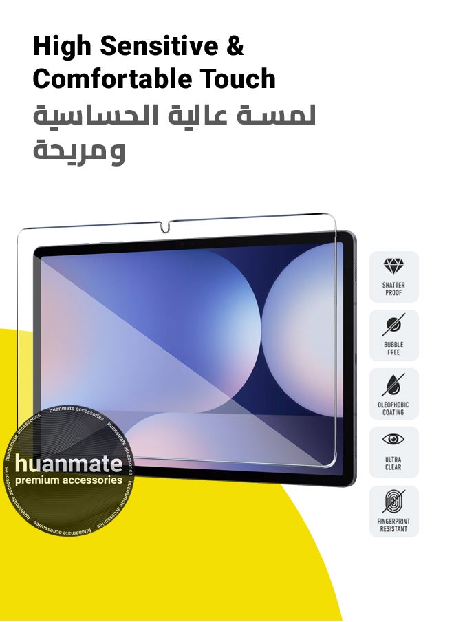 huanmate - Samsung Galaxy Tab S10 Plus Tempered Glass Screen Protector – High Transparency, Delicate Touch, Anti-Explosion, Smooth Arc Edges, Easy Installation, Screen Protector for Samsung Galaxy Tab S10 Plus - Image 1