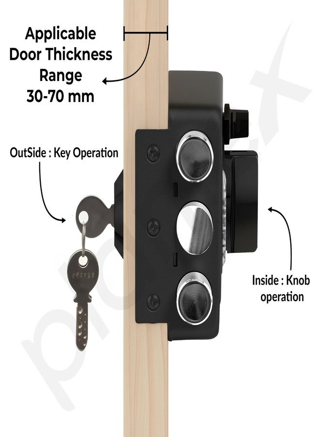 Plantex Heavy Duty Rim Locks for Main Door/Door Lock for Main Door with 4 Keys/Suitable for Inside Opening Wooden Door - Pack of 1 (Z-Black) - Image 3