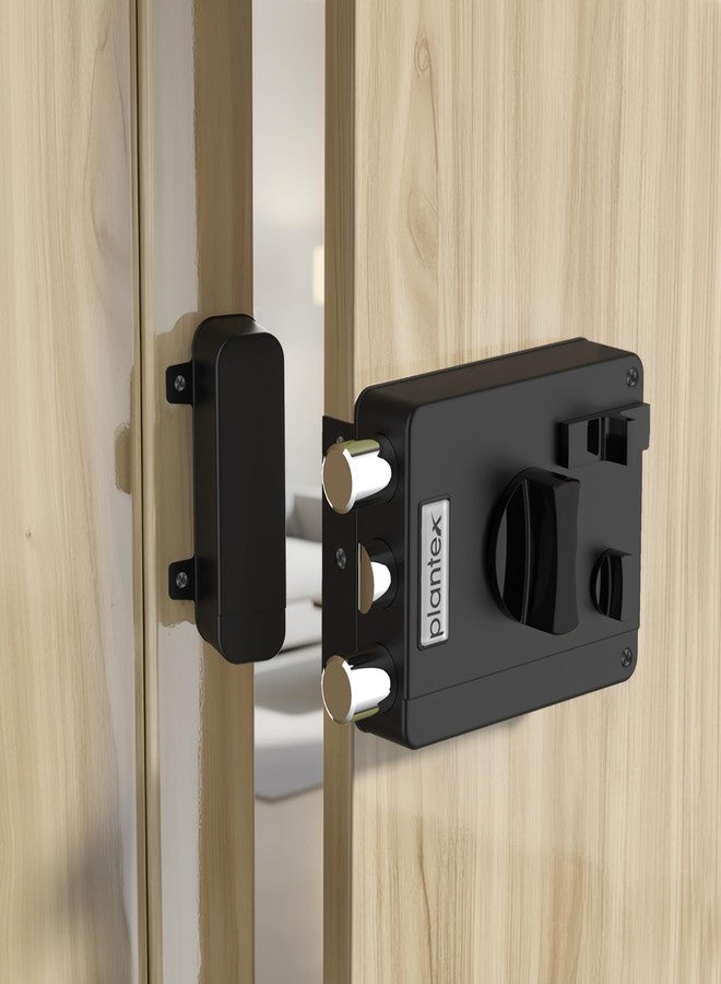 Plantex Heavy Duty Rim Locks for Main Door/Door Lock for Main Door with 4 Keys/Suitable for Inside Opening Wooden Door - Pack of 1 (Z-Black) - Image 1