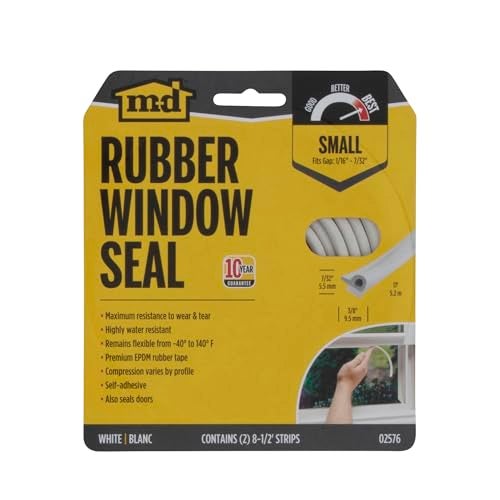M-D Building Products 02576 7/32 in. x 3/8 in. x 17 ft. White Premium Rubber Window Seal for Small Gaps - Image 4
