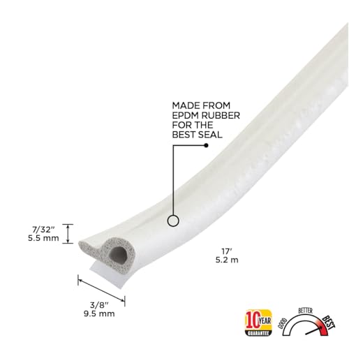 M-D Building Products 02576 7/32 in. x 3/8 in. x 17 ft. White Premium Rubber Window Seal for Small Gaps - Image 2
