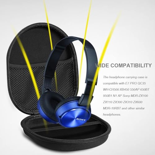 VERTUS® Headphone Carrying Hard Storage Bag Case Cover for Sony MDR-ZX110A / MDR-ZX110AB / MDR-ZX110AP / MDR-ZX110 / MDR-ZX110NC / MDR-ZX310AP / MDR-XB450AP (Black) - Image 2
