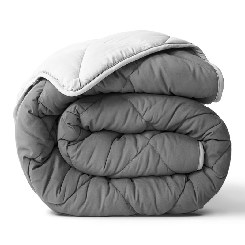 ViscoSoft Twin/Twin XL Comforter - Cloud-Soft Down Alternative Duvet Insert, Reversible Quilted Blanket, Light Gray/Dark Gray