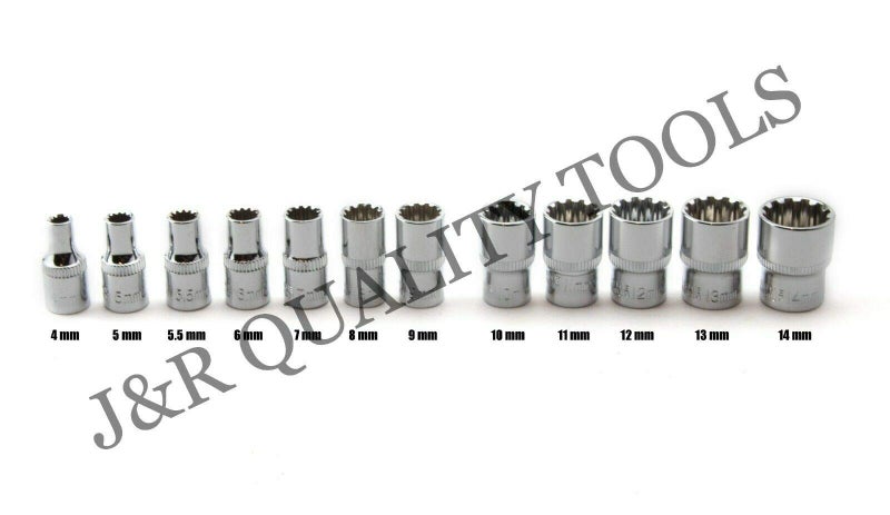 VCT 12 Pc 1/4" Drive Universal Spline Socket Set Metric Socket Tool Set Socket Set Spline Tool - Image 2
