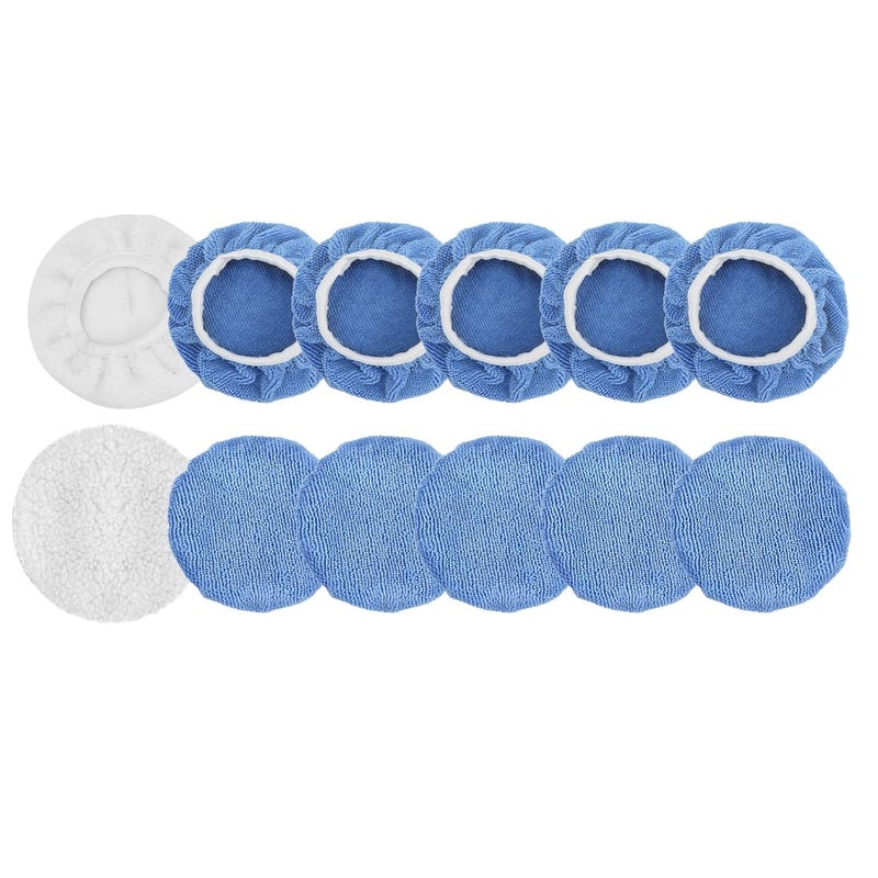 12 Packs Car Polisher Waxer Pad Bonnet Set Microfiber for Truck Motorcycle Bike Boat Yacht Oil to Oil Product F to Product Fully Washable Keep and Drain Easy - Image 3
