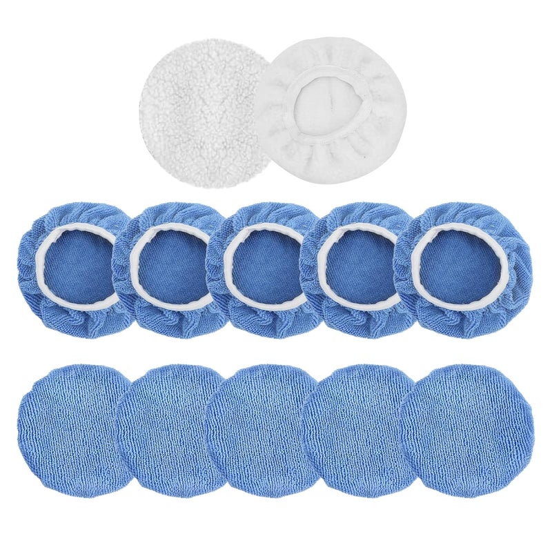 12 Packs Car Polisher Waxer Pad Bonnet Set Microfiber for Truck Motorcycle Bike Boat Yacht Oil to Oil Product F to Product Fully Washable Keep and Drain Easy - Image 1