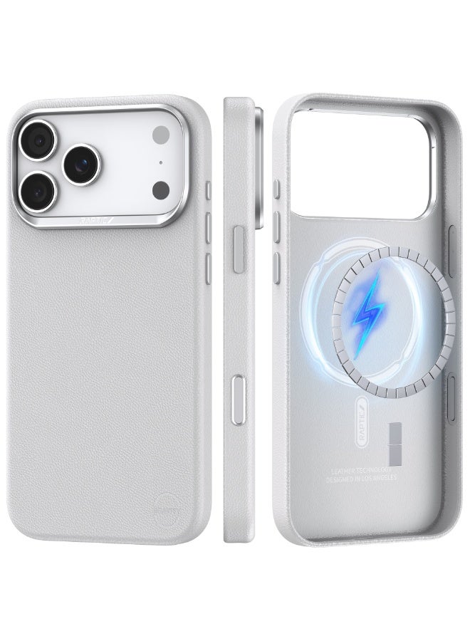 RAPTIC غطاء Urban Nano لجهاز iPhone 17 Pro MAX متوافق مع MagSafe [زر التحكم في الكاميرا المغطى] غطاء خفيف الوزن للغاية من الجلد الصناعي النباتي [معيار عسكري 2M] مقاوم للخدوش - أبيض - Image 1