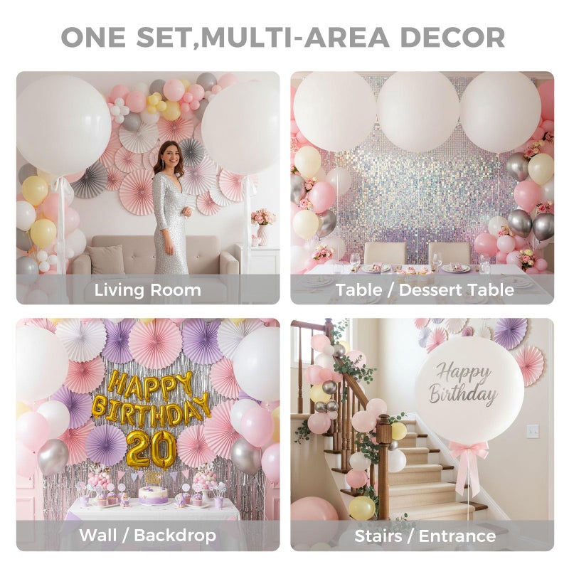 LovesTown 4PCS Large 36 Inch White Balloons, White Latex Big Balloons for Birthday Baby Shower Graduation Engagement Anniversary Wedding Party Supplies - Image 4