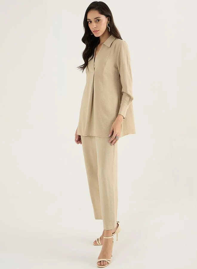 فيميلا Beige Yoke Detail Co-Ord Set by Styli