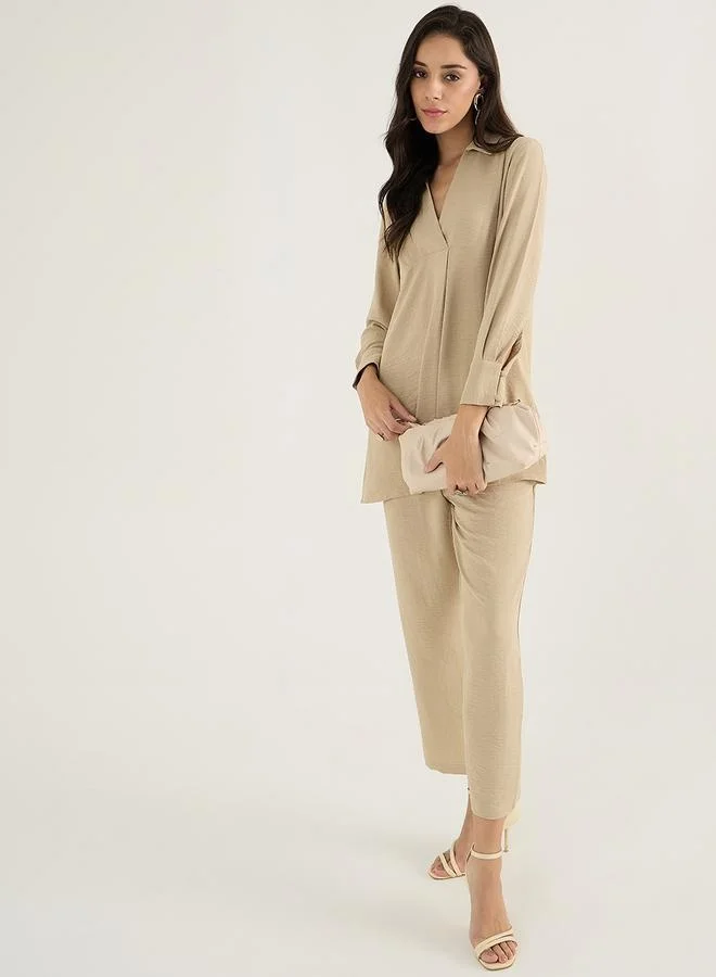 فيميلا Beige Yoke Detail Co-Ord Set by Styli