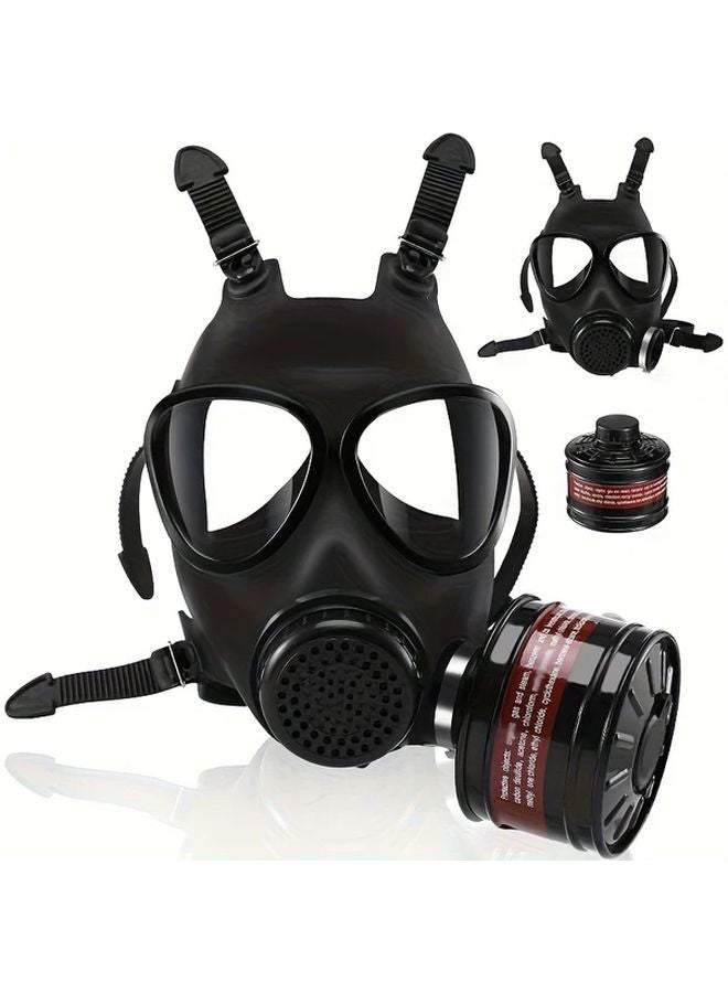 J1005 Full Face Gas Mask Reusable With Activated Carbon Filter Chemical Radiation Protection Black Size M - Image 1