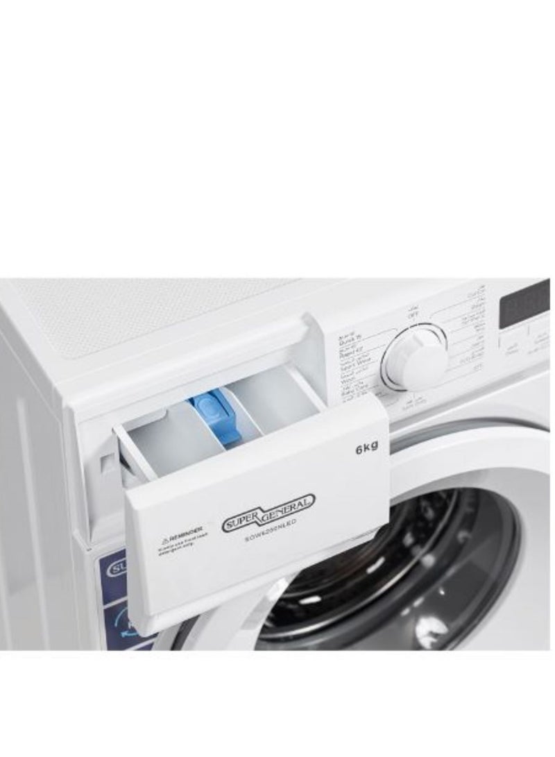 SUPER GENERAL 6 Kg 1000 RPM Front Load Washing Machine LED Display With 5 Star Energy Efficient 15 Wash Programs Child Lock And Quick Wash 6 kg SGW6250NLED White - Image 5