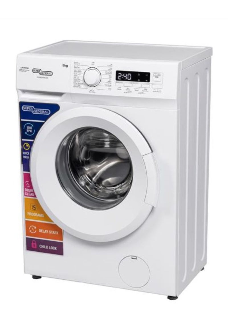 SUPER GENERAL 6 Kg 1000 RPM Front Load Washing Machine LED Display With 5 Star Energy Efficient 15 Wash Programs Child Lock And Quick Wash 6 kg SGW6250NLED White - Image 2