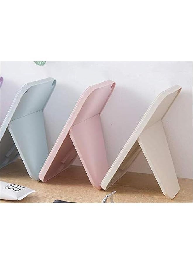 Generic HD Makeup Mirror Desktop Simple Dressing Mirror Square Princess Mirror Simple Folding Makeup Mirror 1PCS (Light Blue)  - Image 3