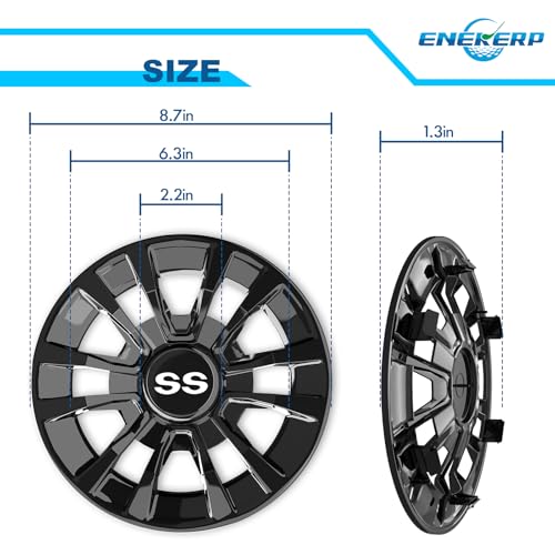 ENEKERP Golf Cart SS Wheel Covers Hub Caps, Golf Cart 8 Inch Wheel Hubcaps for Club Car EZGO Yamaha and Most Golf Carts (Except RXV), 6-Spoke Design, Set of 4 Golf Cart Black Hubcaps Wheel Covers - Image 3