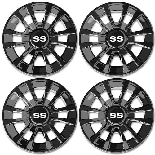 ENEKERP Golf Cart SS Wheel Covers Hub Caps, Golf Cart 8 Inch Wheel Hubcaps for Club Car EZGO Yamaha and Most Golf Carts (Except RXV), 6-Spoke Design, Set of 4 Golf Cart Black Hubcaps Wheel Covers - Image 1