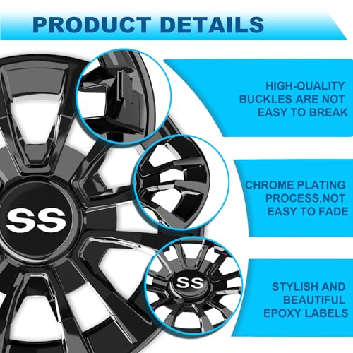 ENEKERP Golf Cart SS Wheel Covers Hub Caps, Golf Cart 8 Inch Wheel Hubcaps for Club Car EZGO Yamaha and Most Golf Carts (Except RXV), 6-Spoke Design, Set of 4 Golf Cart Black Hubcaps Wheel Covers - Image 4