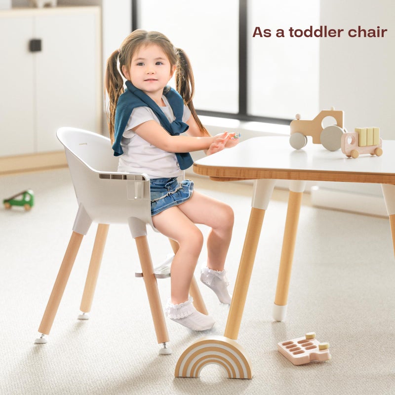 Fodoss 3-in-1 Wooden High Chair for Babies and Toddlers,Convertible Easy Clean Infant Highchair,Modern Design Silla para Comer De Bebe - Image 4