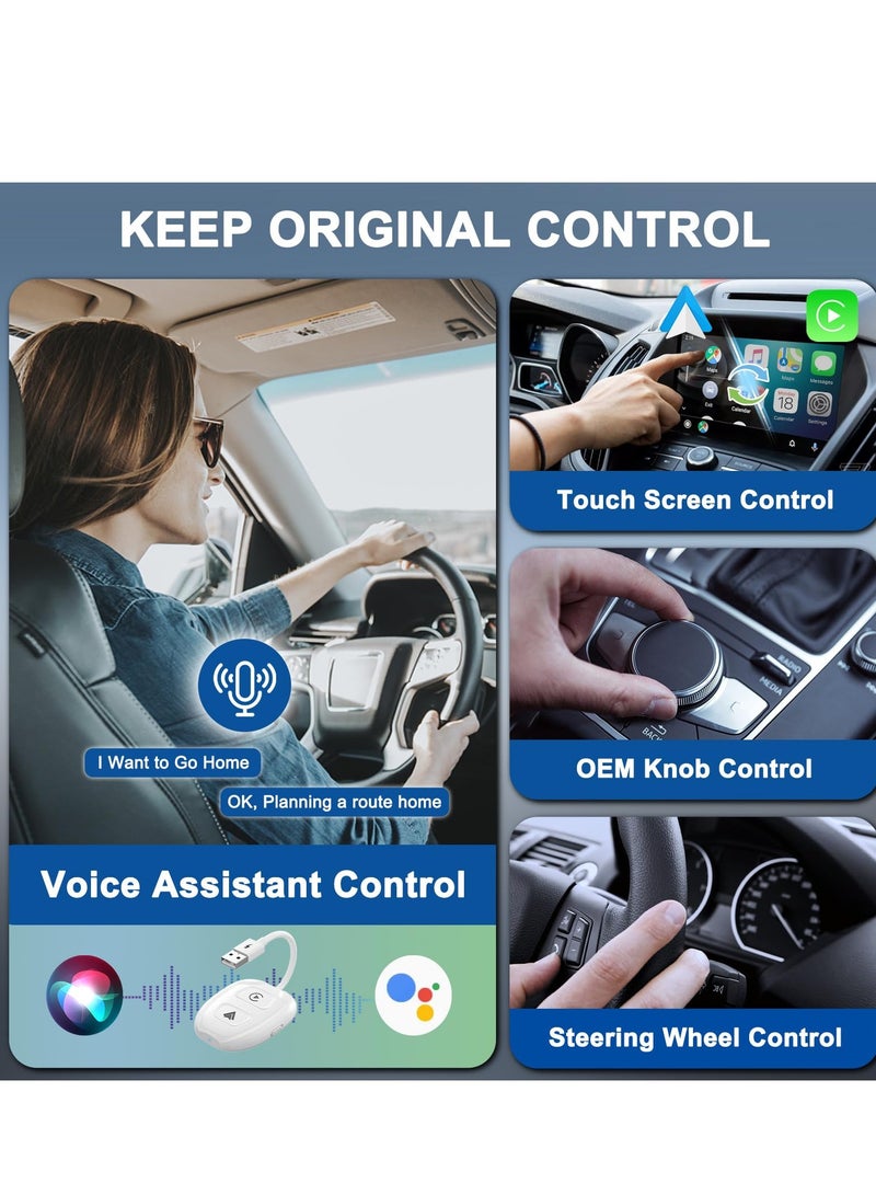 Zikra 2 in 1 Wireless Adapter for Apple CarPlay and Android Auto - Plug & Play Dongle, Fast Conversion for Most Car Models, Including Mini Cars and SUVs, White - Image 4