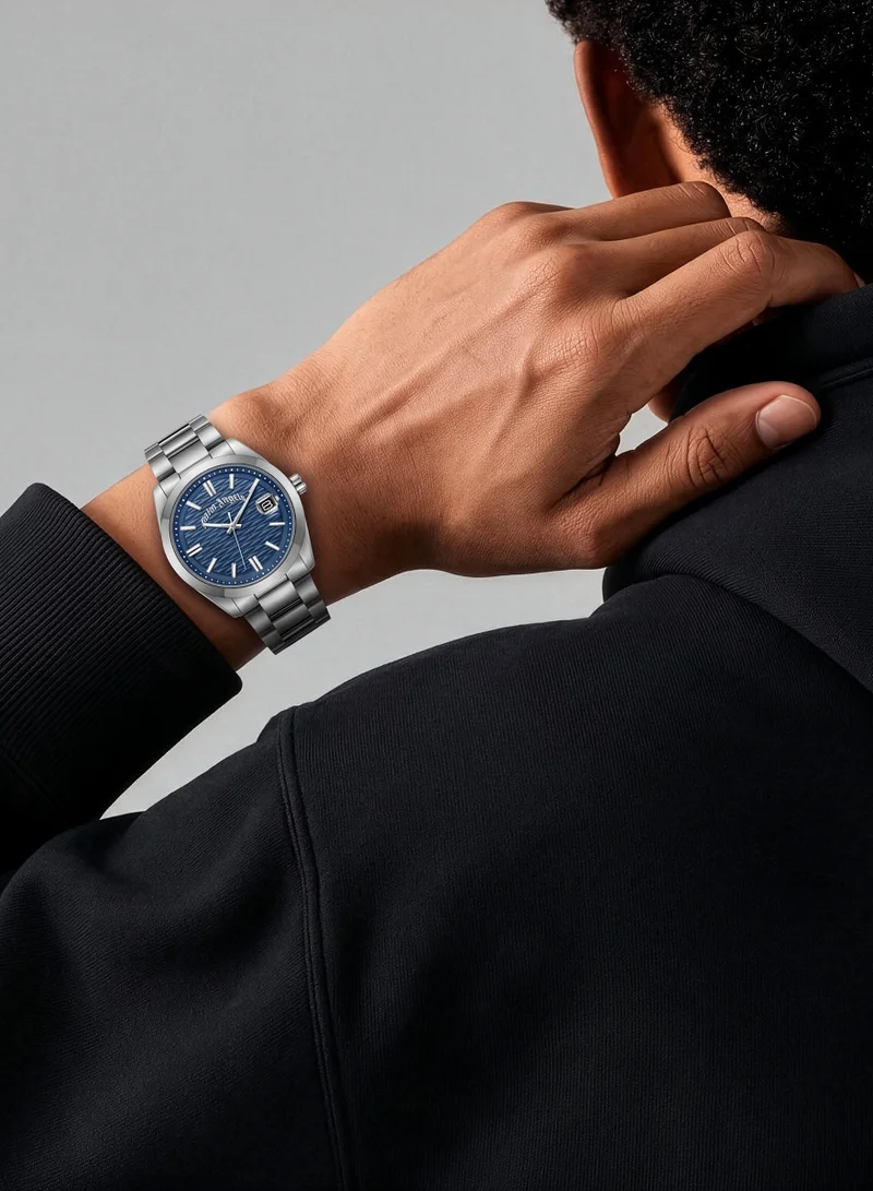 Palm Angels Blue Serreno Blue Dial Silver Stainless Steel Bracelet Analog Watch for Men, 40mm for Men | Best Price UAE