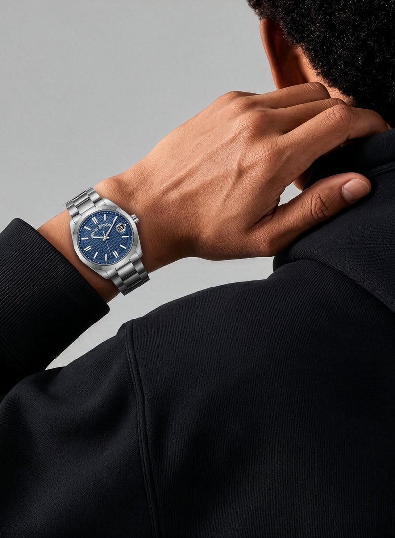 Palm Angels Serreno Blue Dial Silver Stainless Steel Bracelet Analog Watch for Men, 40mm - Image 4
