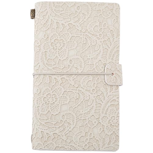 CALFOVERA A6 3D PU Leather Lace Textured Journal Notebook for Women Flower Embossed Carving Refillable Writing Notebooks with 3 Style Paper Inside 96 Page Pamphlet Daily Planner Bound Sketchbook - Image 1