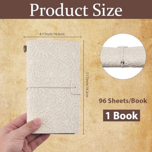 CALFOVERA A6 3D PU Leather Lace Textured Journal Notebook for Women Flower Embossed Carving Refillable Writing Notebooks with 3 Style Paper Inside 96 Page Pamphlet Daily Planner Bound Sketchbook - Image 2