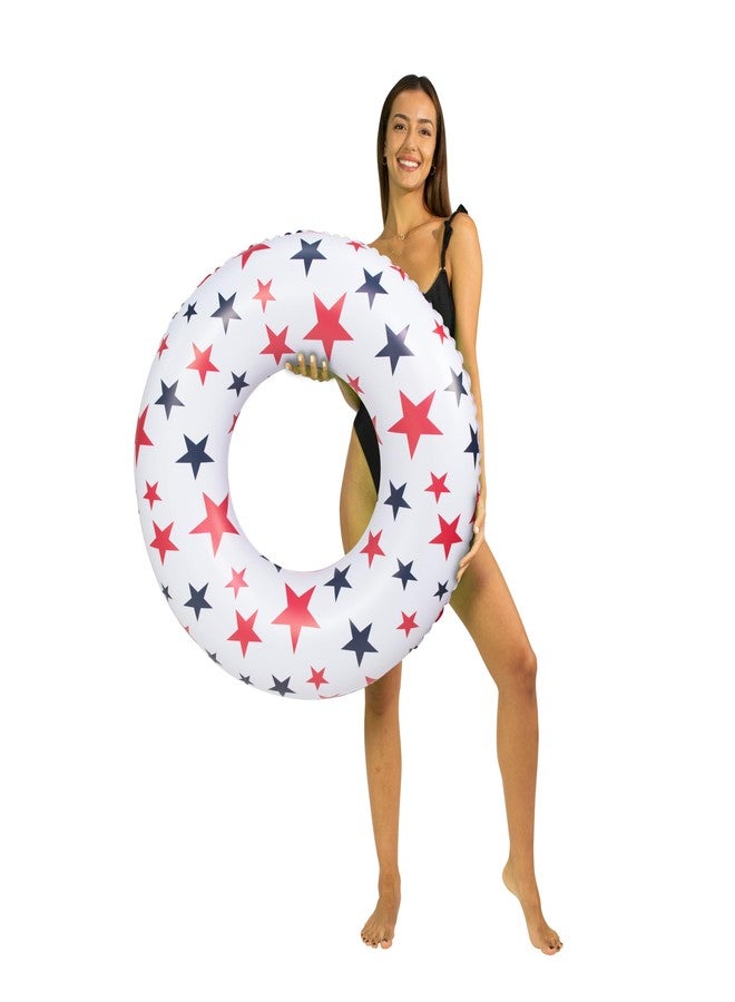 Poolcandy USA Flag 36 inch Pool Tube, American Flag Patriotic Style Red, White & Blue Inflatables for The Beach, Pools & Lakes - Image 1