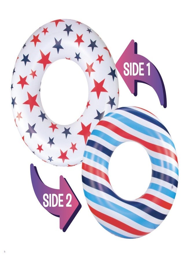 Poolcandy USA Flag 36 inch Pool Tube, American Flag Patriotic Style Red, White & Blue Inflatables for The Beach, Pools & Lakes - Image 3