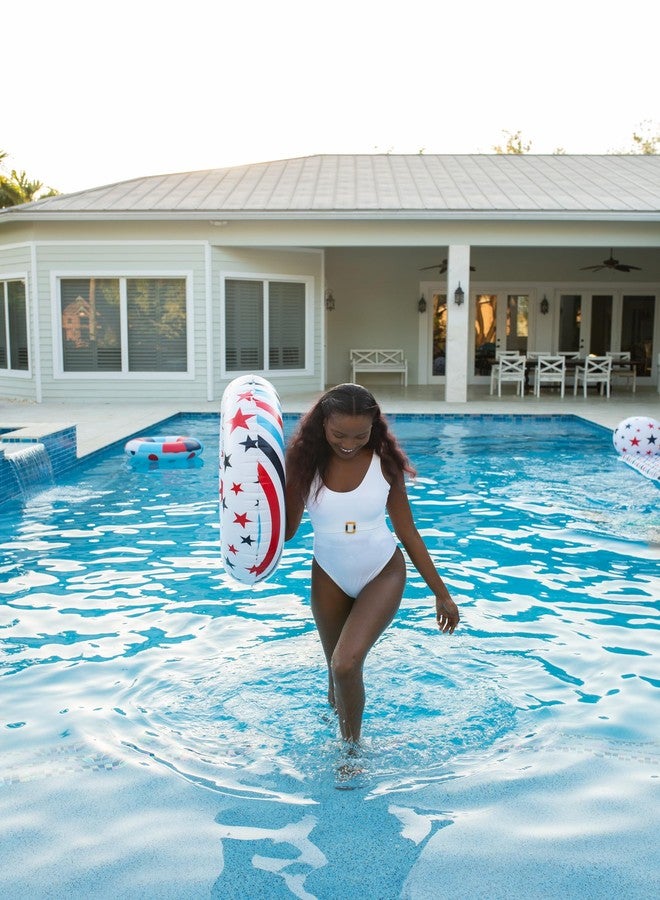 Poolcandy USA Flag 36 inch Pool Tube, American Flag Patriotic Style Red, White & Blue Inflatables for The Beach, Pools & Lakes - Image 5