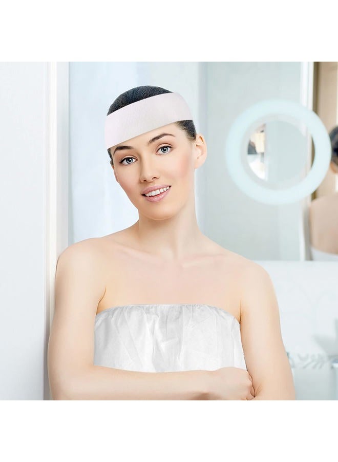 Ujuuu 20PCS Disposable Spa Wrap with Spa Facial Headbands Included 10 Non-Woven Spa Wrap Bathrobe 10 Elastic Head Wraps Skin Care Hair Band with Convenient Closure for Women Girls Salons (White) - Image 5
