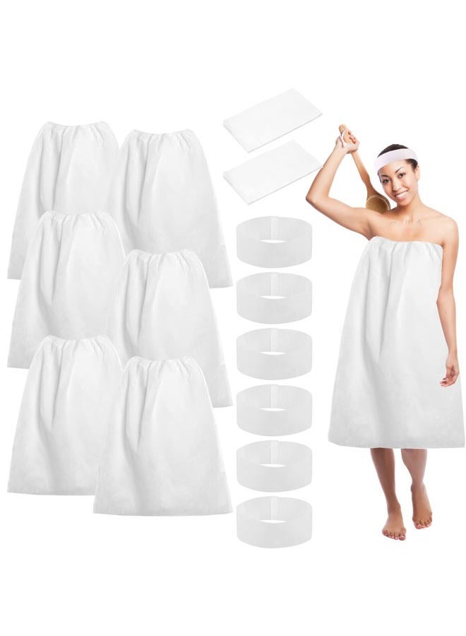 Ujuuu 20PCS Disposable Spa Wrap with Spa Facial Headbands Included 10 Non-Woven Spa Wrap Bathrobe 10 Elastic Head Wraps Skin Care Hair Band with Convenient Closure for Women Girls Salons (White) - Image 1