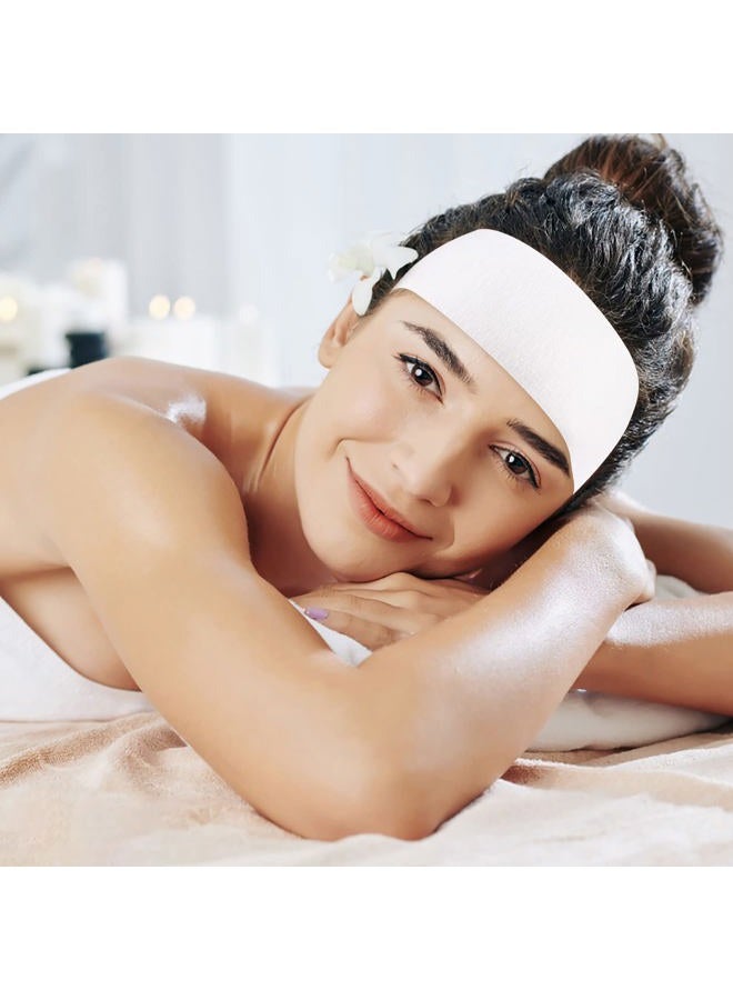 Ujuuu 20PCS Disposable Spa Wrap with Spa Facial Headbands Included 10 Non-Woven Spa Wrap Bathrobe 10 Elastic Head Wraps Skin Care Hair Band with Convenient Closure for Women Girls Salons (White) - Image 3