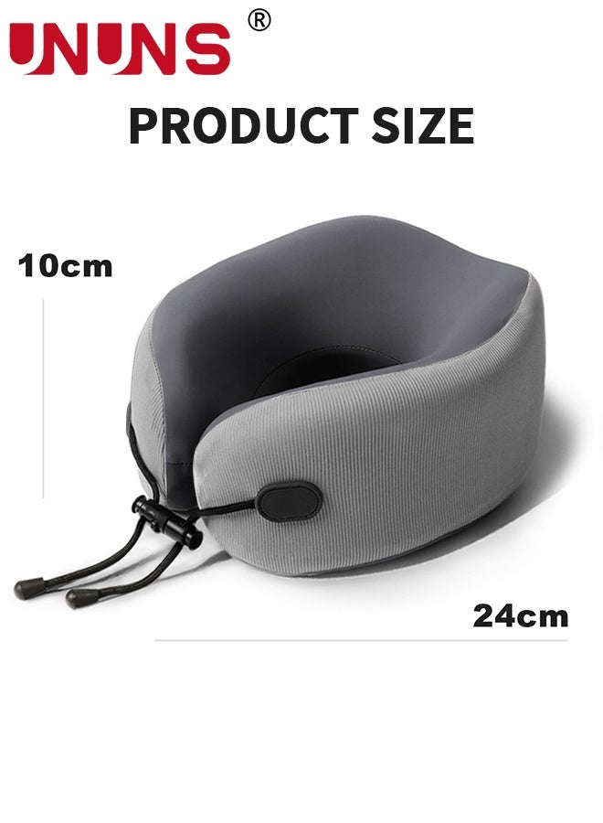 UNUNS Travel Pillow,Travel Neck Pillow U-Shaped Pillow with Storage Box Memory Foam Neck Pillow Adult Head & Neck Support,for Long Flights Plane,Office,Cars Sleeping & Rest (Grey) - Image 5