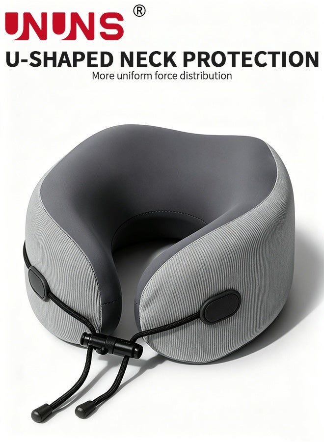 UNUNS Travel Pillow,Travel Neck Pillow U-Shaped Pillow with Storage Box Memory Foam Neck Pillow Adult Head & Neck Support,for Long Flights Plane,Office,Cars Sleeping & Rest (Grey) - Image 3