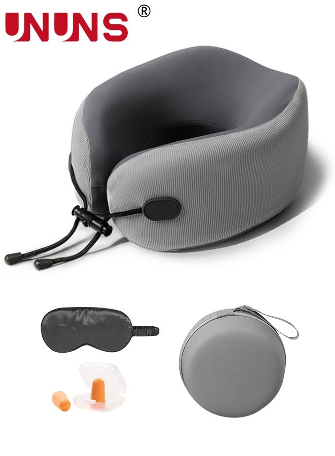 UNUNS Travel Pillow,Travel Neck Pillow U-Shaped Pillow with Storage Box Memory Foam Neck Pillow Adult Head & Neck Support,for Long Flights Plane,Office,Cars Sleeping & Rest (Grey) - Image 1