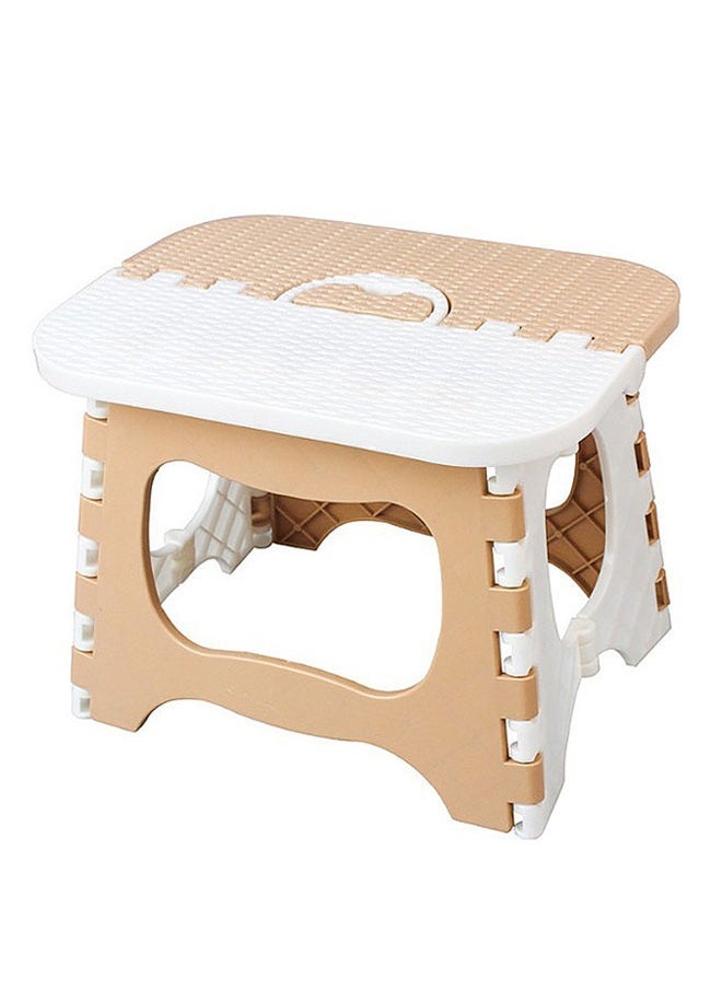 HAWAWA 21cm Folding Step Stool for Adults and Kids ,Non-Slip Folding Stools with Portable Handle, Compact Plastic Foldable Step Stool Great for Kitchen, Bathroom or Bedroom, Holds Up to 100kgs Khaki  - Image 1