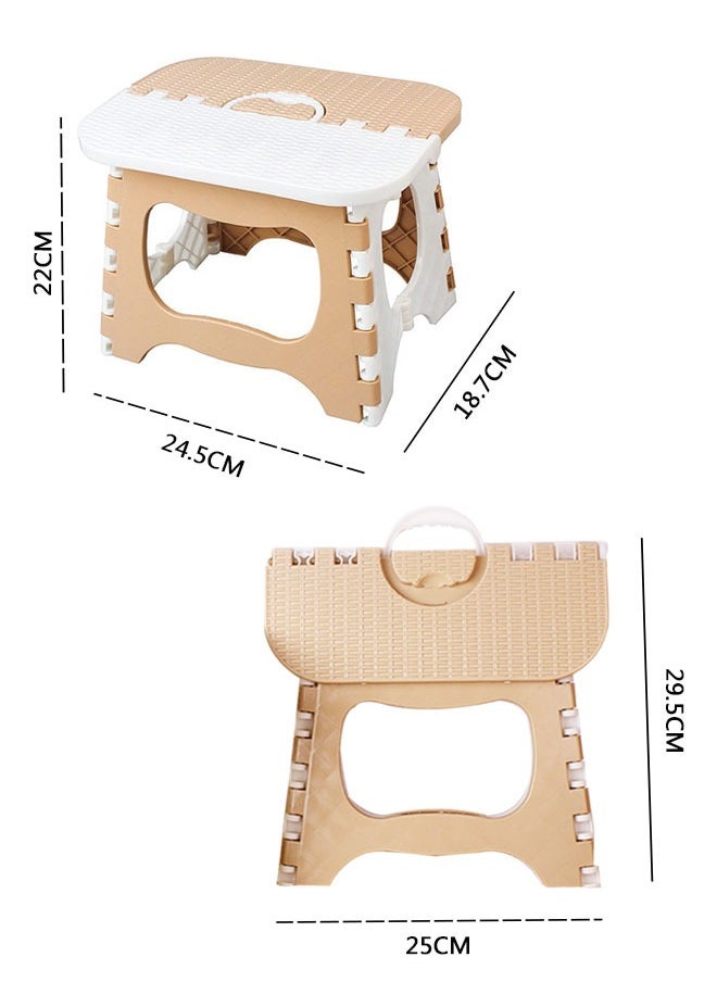 HAWAWA 21cm Folding Step Stool for Adults and Kids ,Non-Slip Folding Stools with Portable Handle, Compact Plastic Foldable Step Stool Great for Kitchen, Bathroom or Bedroom, Holds Up to 100kgs Khaki  - Image 2